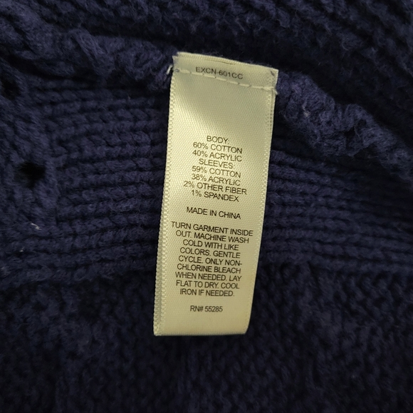 Express V-Neck,3/4 Sleeve,Pullover Chunky Cable Knit, Women's Sweater•Blue•Small - Picture 5 of 5